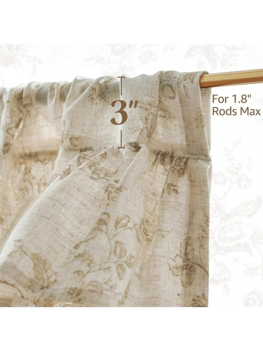 Ruffled Floral Valance Curtain - Shabby Chic Linen Window Treatment, 18